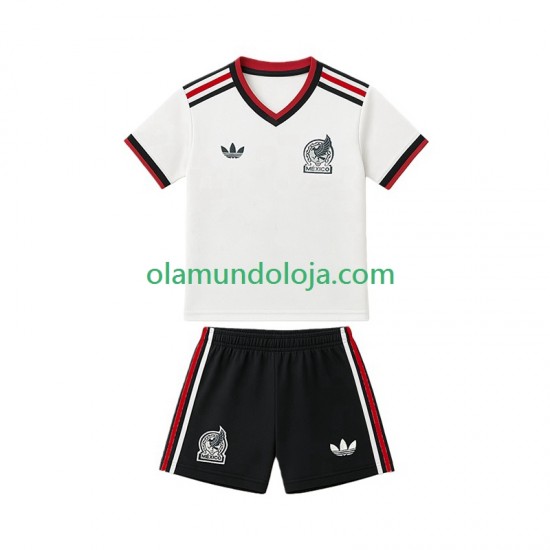 Camisola México Criança Equipamento Segundo Copa do Mundo 2026 Manga Curta